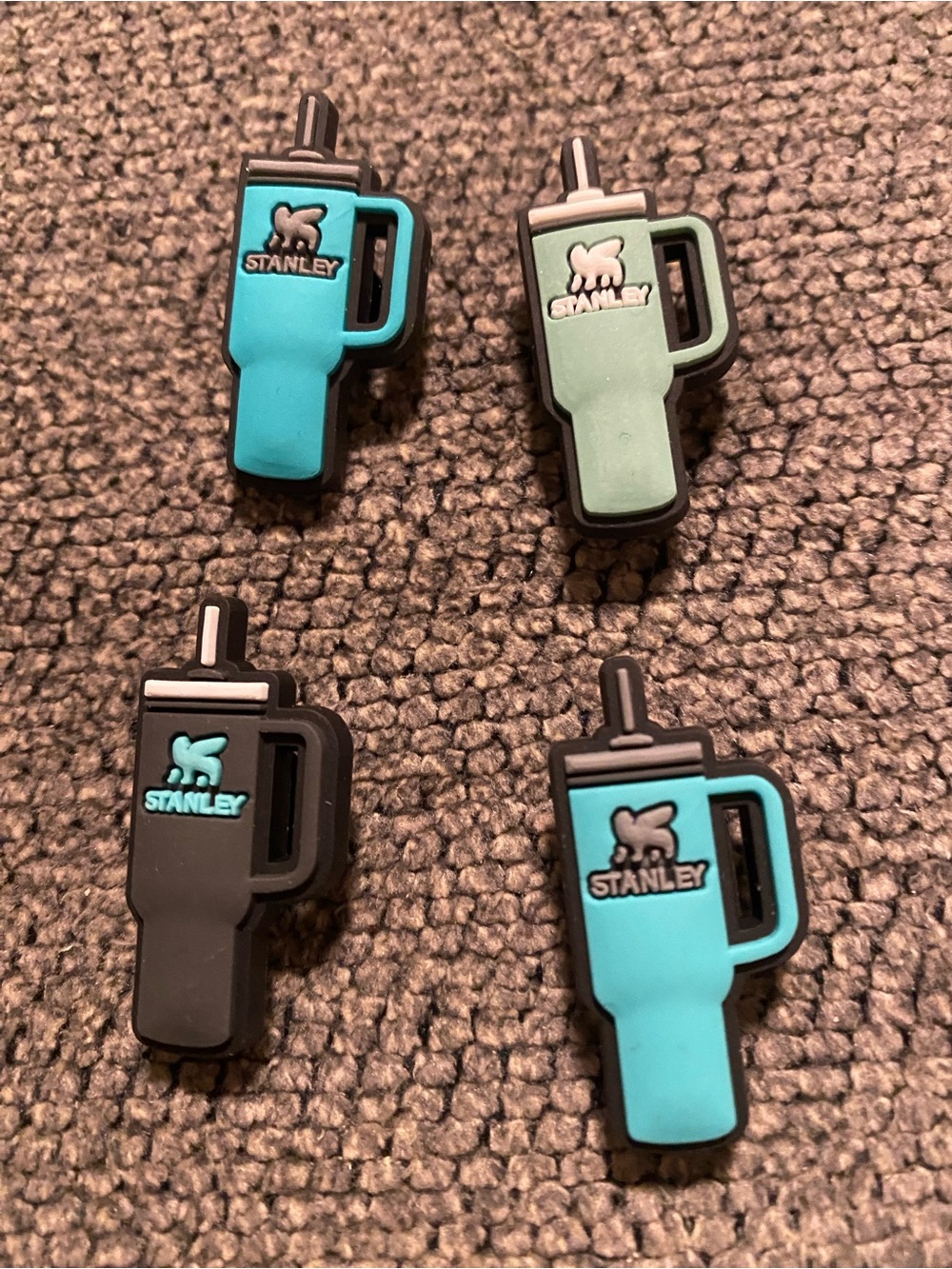 New Stanley Croc Charms Bundle in Teal, Mint & Black - Tumbler Shaped